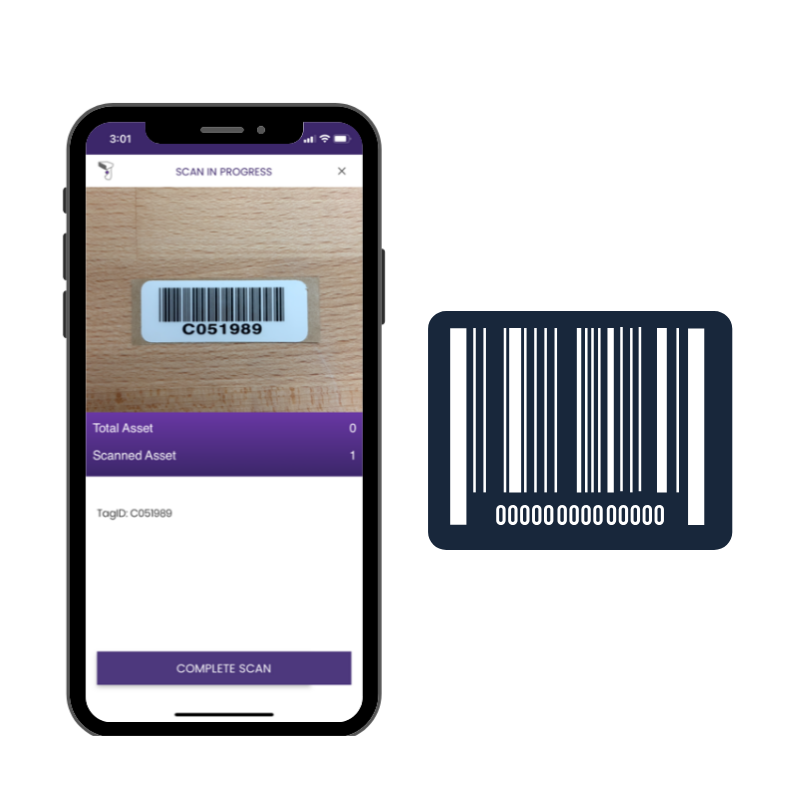 Fixed asset tracking using barcode